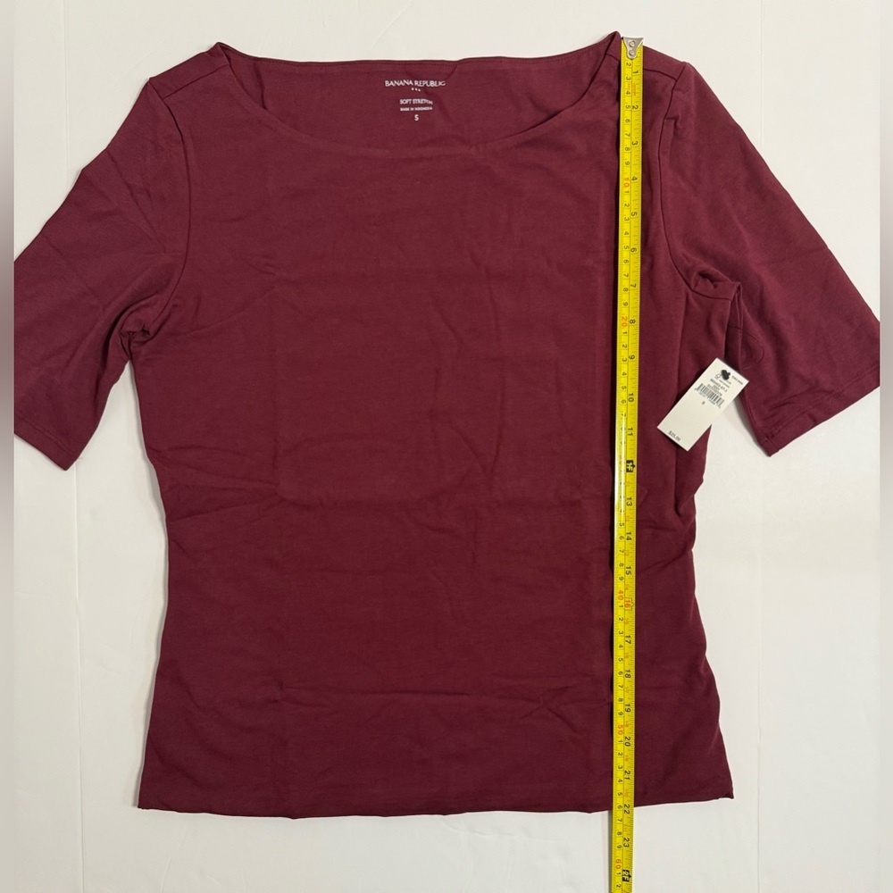 NWT Banana Republic Soft Stretch Elbow Sleeve Top Red Size S - Picture 4 of 12